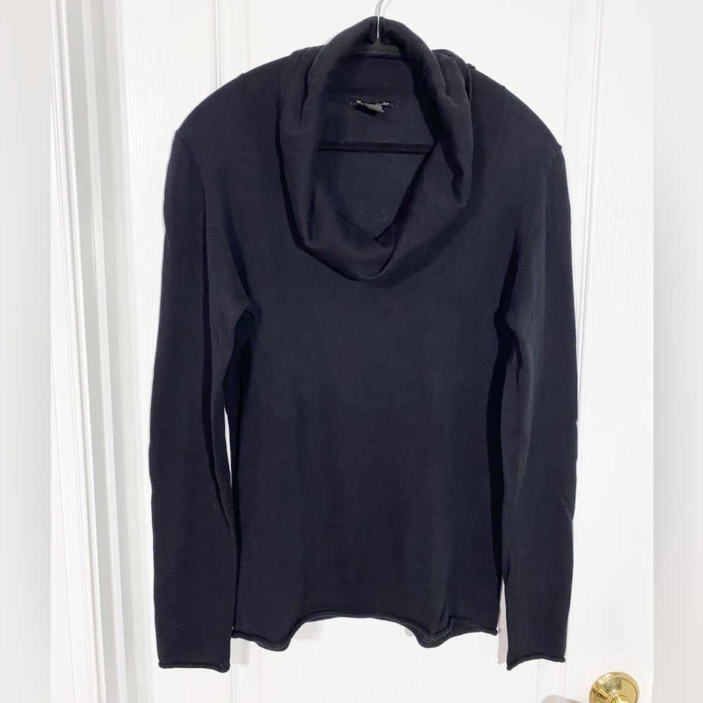 Y2K Madison Studio Cowl Neck Lightweight Cotton Sweater Black Size Large